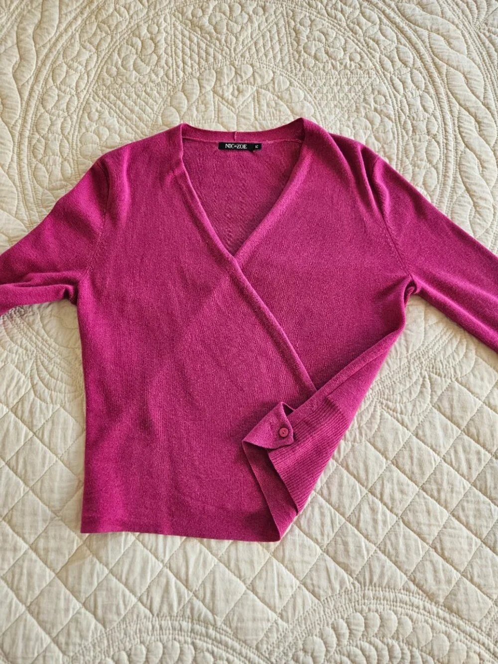 NIC+ZOE Women's Deep Pink Wrap Sweater - Size Petite PS